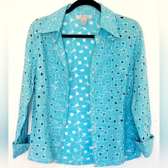 90s/Y2K Savvy by DT Studio Eyelet Button Down Blouse/Jacket - Picture 2 of 7